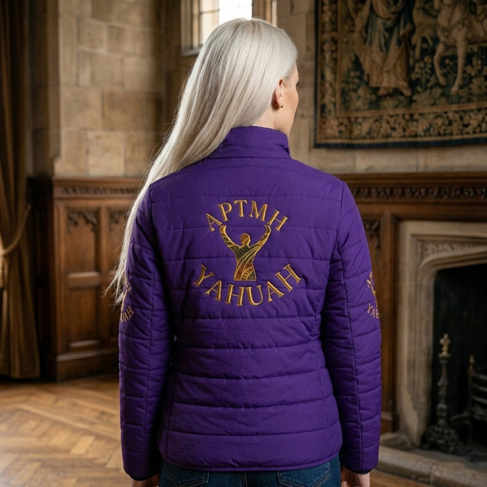 All Praise The Most High Yahuah (01–01) | Women's Puffer Jacket | Purple