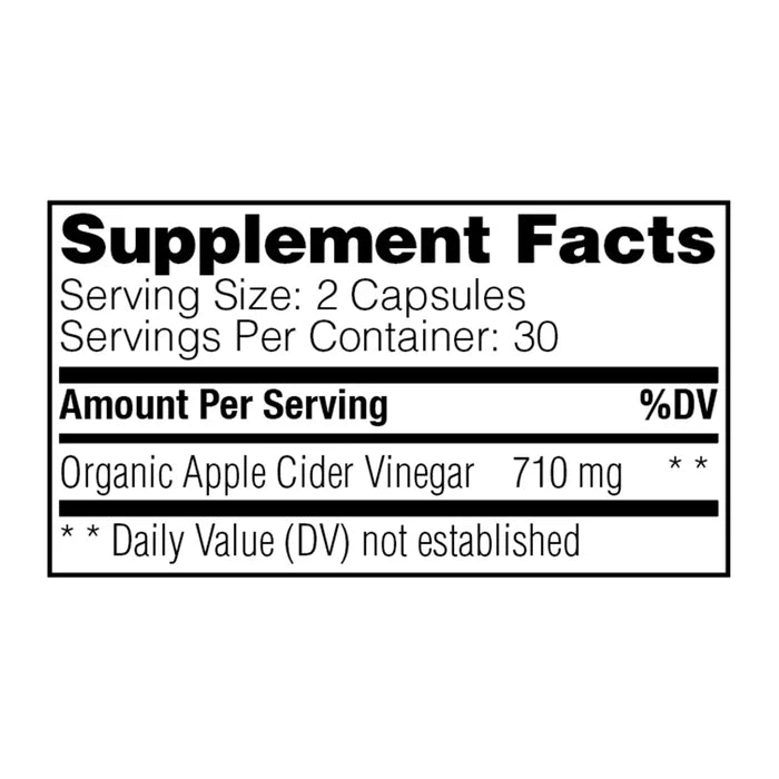 supplement facts panel for apple cider vinegar