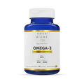 A blue bottle of Aqua Biome Omega-3 maximum strength fish oil supplements with a white label.