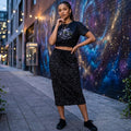 Call Heaven | Fashion Triblend Cropped Short-Sleeve Sweatshirt and Pocket Maxi Skirt Set