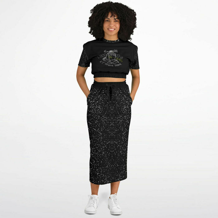 Call Heaven | Fashion Triblend Cropped Short-Sleeve Sweatshirt and Pocket Maxi Skirt Set