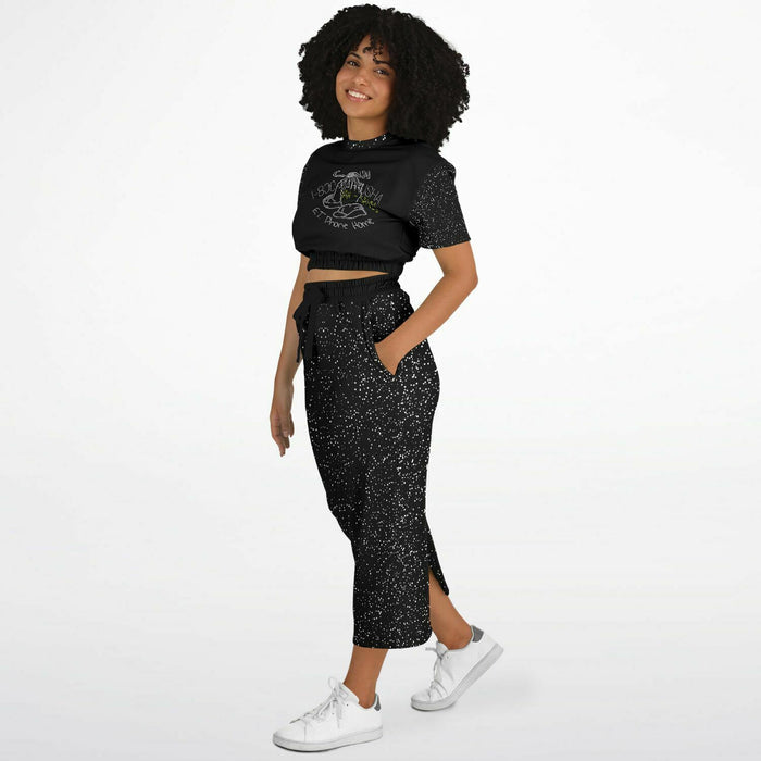 Call Heaven | Fashion Triblend Cropped Short-Sleeve Sweatshirt and Pocket Maxi Skirt Set