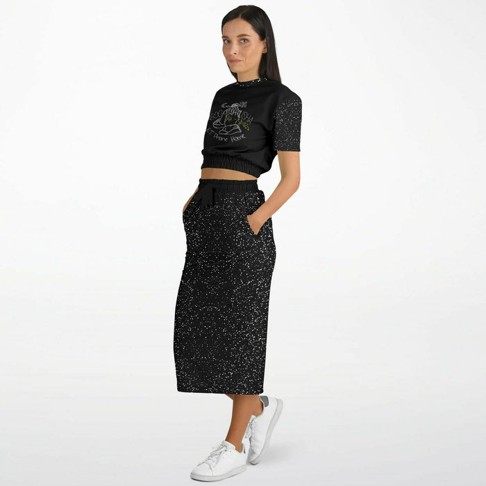 Call Heaven | Fashion Triblend Cropped Short-Sleeve Sweatshirt and Pocket Maxi Skirt Set