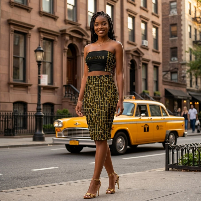 Camo Yahuah (02): Woven in Gold | Bandeau Top