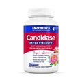 A bottle of Candididase Extra Strength dietary supplement by Enzymedica.