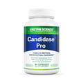 A bottle of Candidase Pro dietary supplement with 84 capsules, marketed for intestinal cleansing and promoting balanced gut flora.