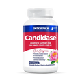 A bottle of Enzymedica Candidase dietary supplement with 60 capsules, labeled for balanced yeast levels.