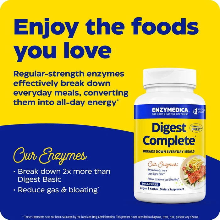 advertisement for digest complete, enjoy the foods you love