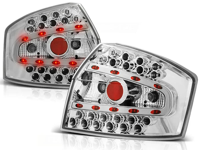 Feux arrière à LED chromés compatibles avec Audi A4 8E 10.00-10.04 Berline