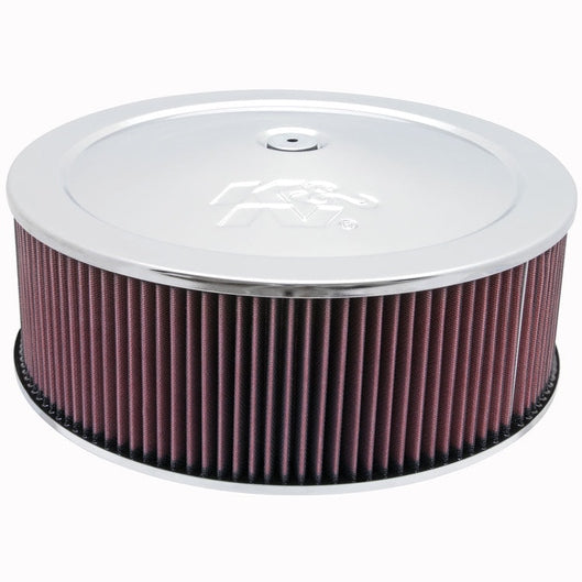 Filtre à air rond K&N - 5-1/8", 14" x 4-3/4" H, base abaissée de 1-1/4" (60-1300) - 60-1300
