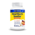 Front-facing bottle shot of Enzymedica Heartburn Soothe Chewable, 42 tablets, orange vanilla flavor, on a transparent background.