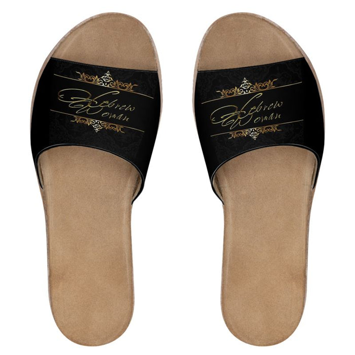 Hebrew Woman (01): Refined in Gold, Rooted in Strength) | Leather Slide Sandals