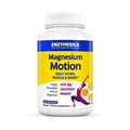 A bottle of Enzymedica Magnesium Motion dietary supplement, which contains highly bioavailable forms of magnesium for daily aches and support of muscle and bones.