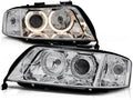 Phares Angel Eyes chromés compatibles avec Audi A6 06.01-05.04
