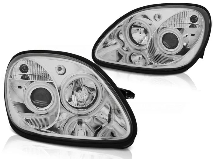 Phares Angel Eyes chromés compatibles avec Mercedes R170 SLK 04.96-04