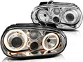 Phares Angel Eyes chromés compatibles avec VW Golf 4 09.97-09.03