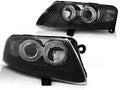 Phares Angel Eyes noirs compatibles avec Audi A6 C6 04.04-08