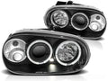 Phares Angel Eyes noirs compatibles avec VW Golf IV 97-03