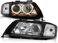 Phares au xénon Angel Eyes noirs compatibles avec Audi A6 05.97-09.99