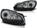 Phares avec feux de jour noirs pour VW Golf 6 (2010-2012).
