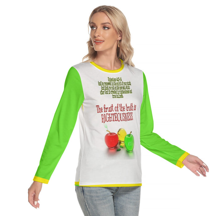 Righteousness (01): Reflections in Glass, Light, and Covenant | Women's Round-Neck Long-Sleeve T-Shirt