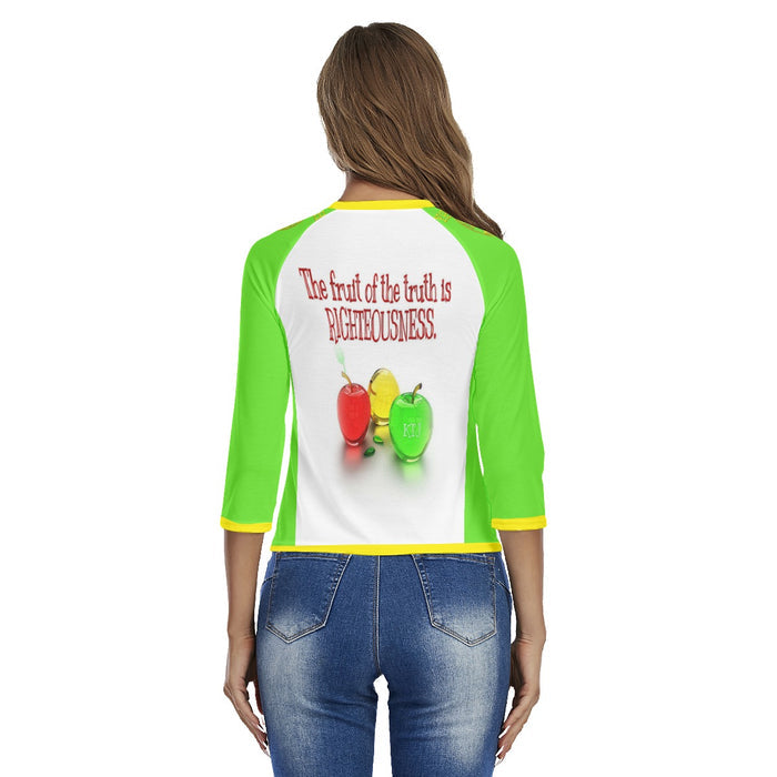Righteousness (01): Reflections in Glass, Light, and Covenant | Women's Slim-Fit 3/4 Raglan-Sleeve T-Shirt
