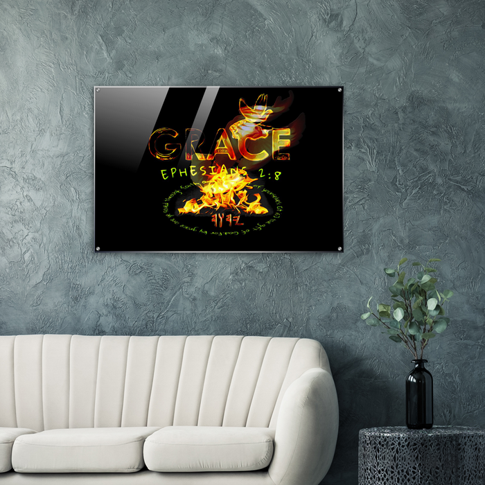 Saved By Grace: Through Faith, Not Works | Horizontal Acrylic Print | 2 Sizes