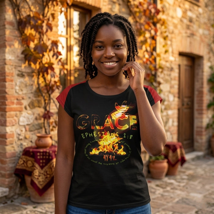 Saved By Grace: Through Faith, Not Works | Loose-Fit Cap-Sleeve T-Shirt
