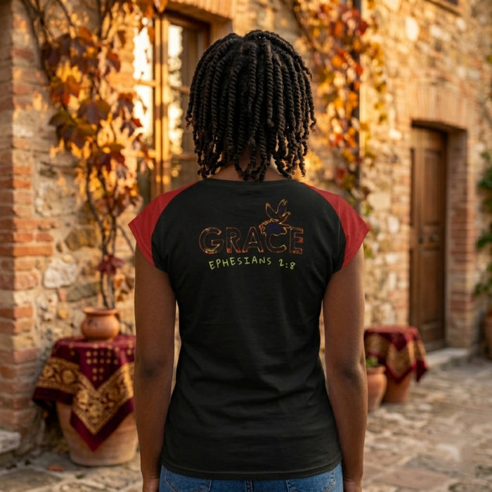 Saved By Grace: Through Faith, Not Works | Loose-Fit Cap-Sleeve T-Shirt