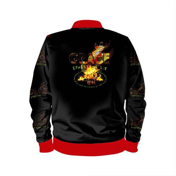 Saved By Grace: Through Faith, Not Works | Women's Bomber Jacket