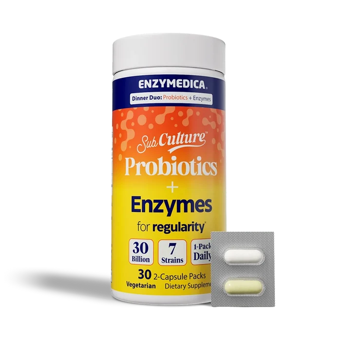 Enzymedica SubCulture probiotics and enzymes supplement container on a white background